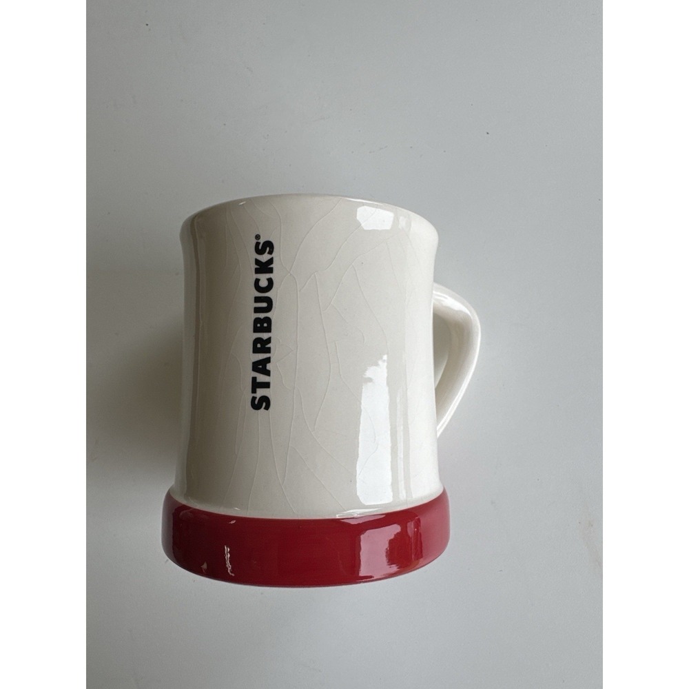 Starbucks 2011‎ Red White Crackle Glaze Ceramic Coffee Mug 17.9oz